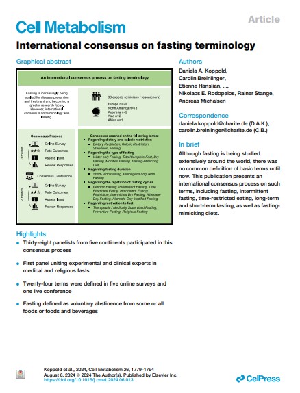 International consensus on fasting terminology