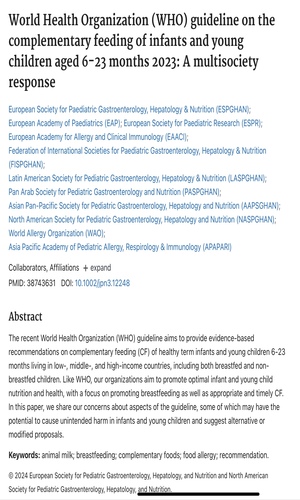 World Health Organization (WHO) guideline on the complementary feeding of infants and young children aged 6-23 months 2023