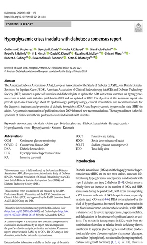 Hyperglycaemic crises in adults with diabetes: a consensus report 